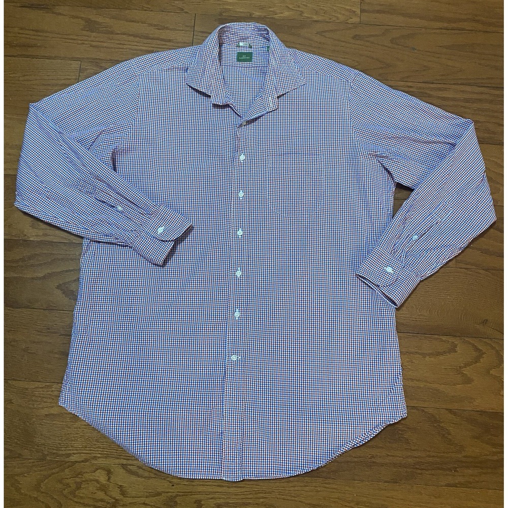 Sid Mashburn Shirt Mens XL Red Blue Check Slim Fit Long Sleeve Lightweight $225
